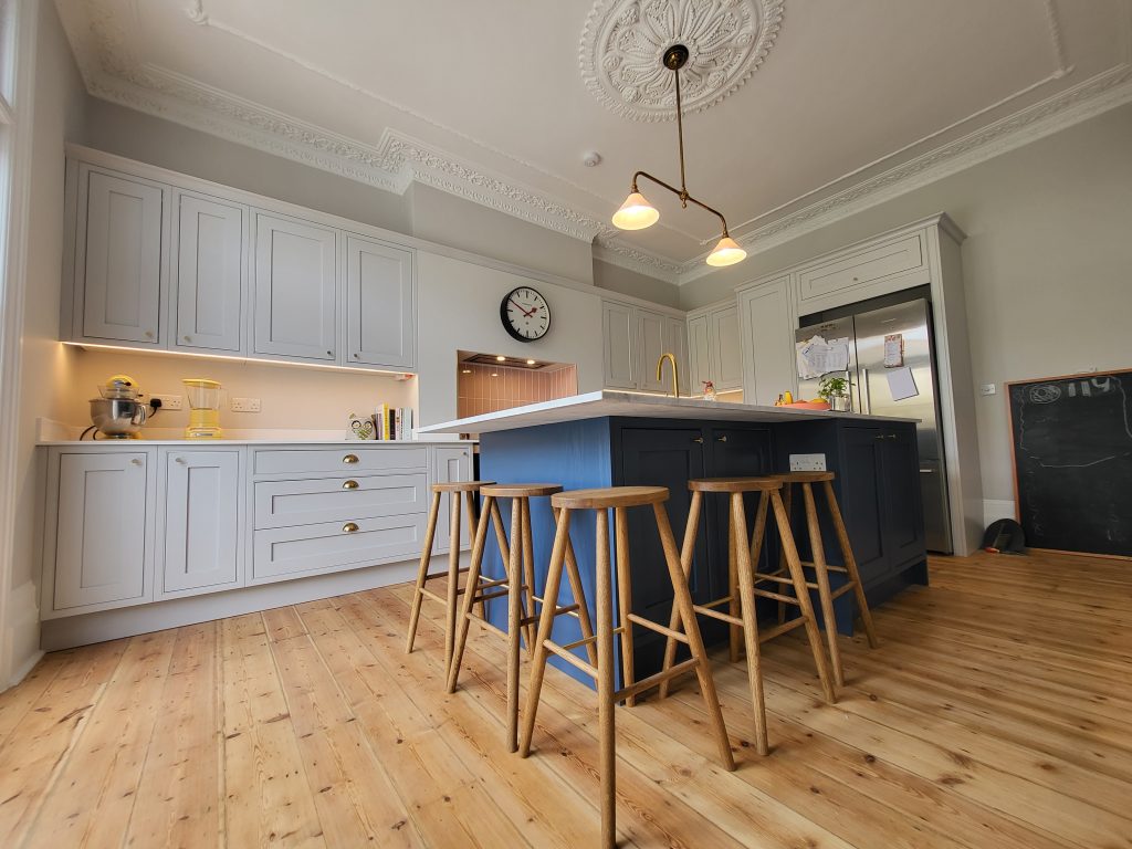 Kitchen island in a Victorian house kitchen extension project in Camberwell SE5