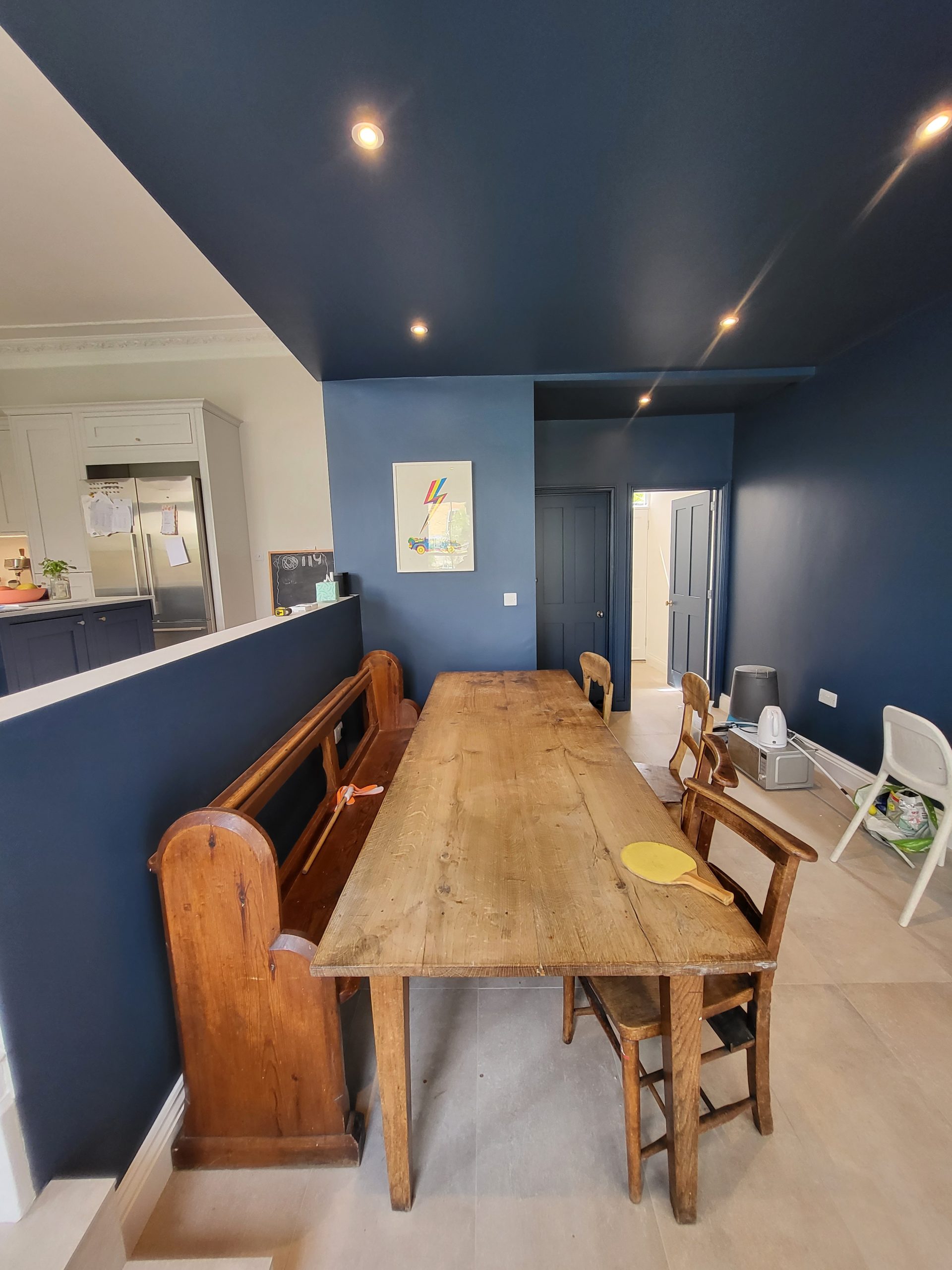 Open plan kitchen and dining area following house extension and refurbishment in Camberwell SE5