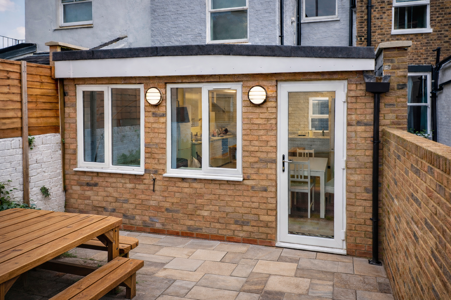 Rear house extension in Islington on Kingsdown Road N19 with brick finish, new windows and kitchen extension